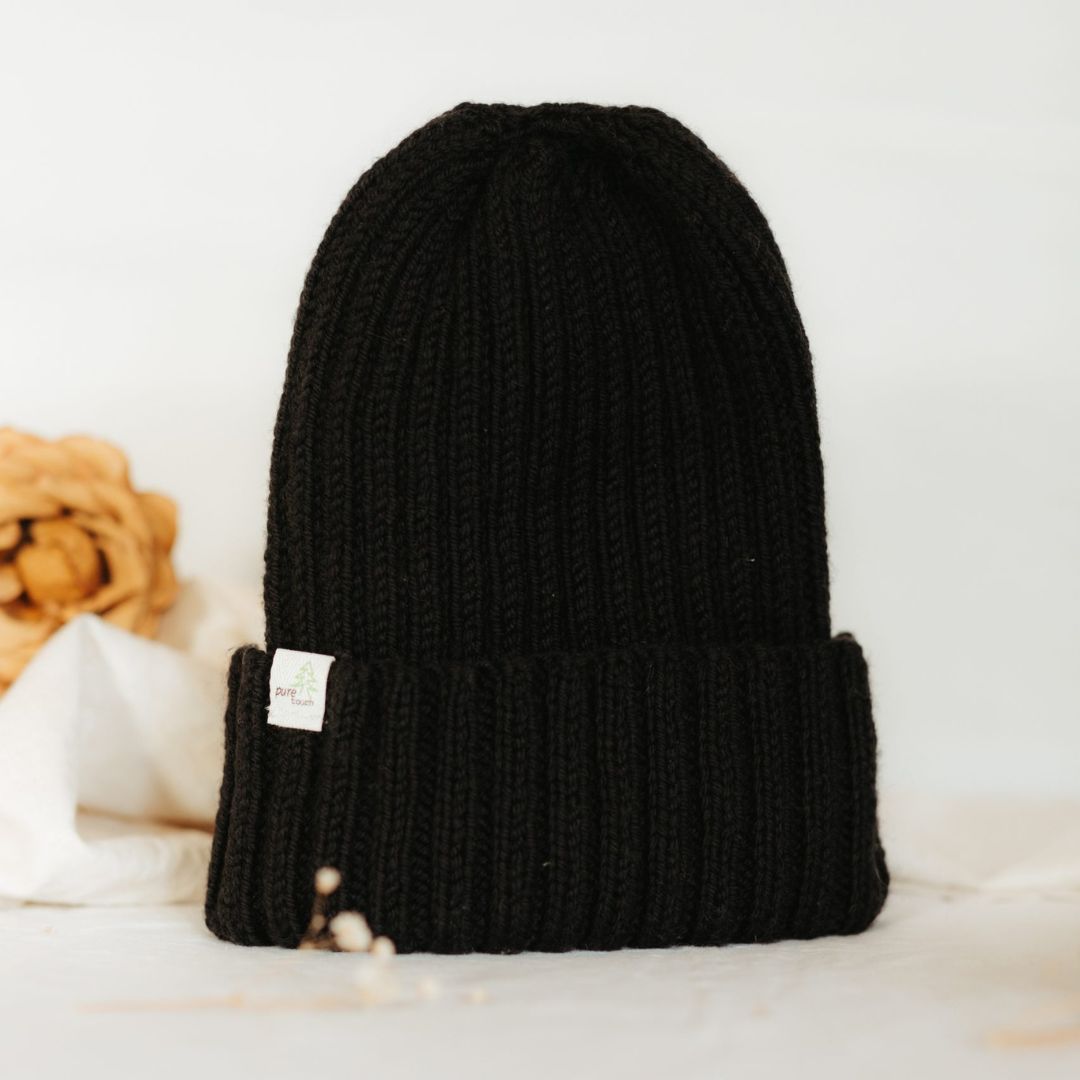 Merino Wool Beanie - Hand-Knitted