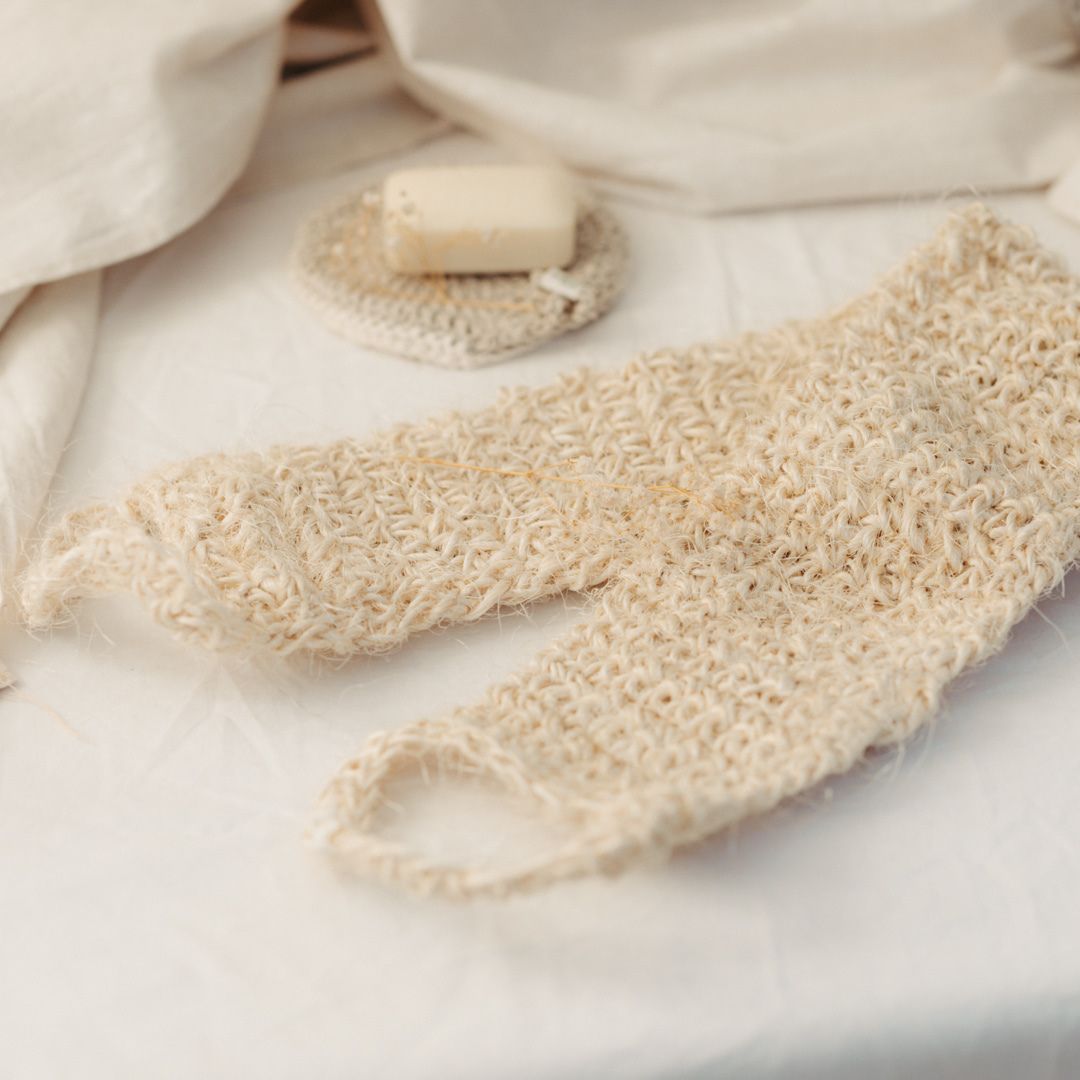 Natural sisal back scrub for exfoliation - handmade eco-friendly bathroom accessory South Africa