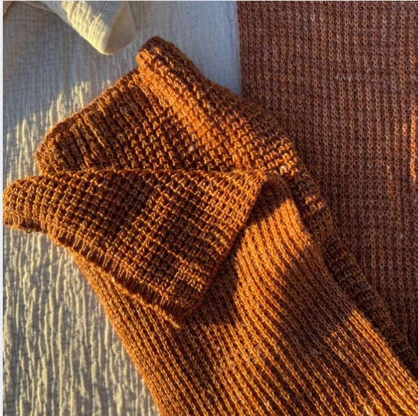 Merino Wool Beanie & Linen Blend Scarf Set - Hand-Knitted