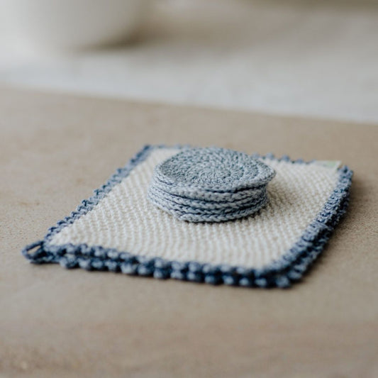 Handmade organic bamboo cotton baby wash cloth - eco-friendly . Cream with a grey border