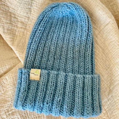 Mohair & Merino Wool Beanie - Hand-Knitted