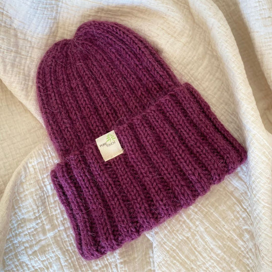 Mohair & Merino Wool Beanie - Hand-Knitted