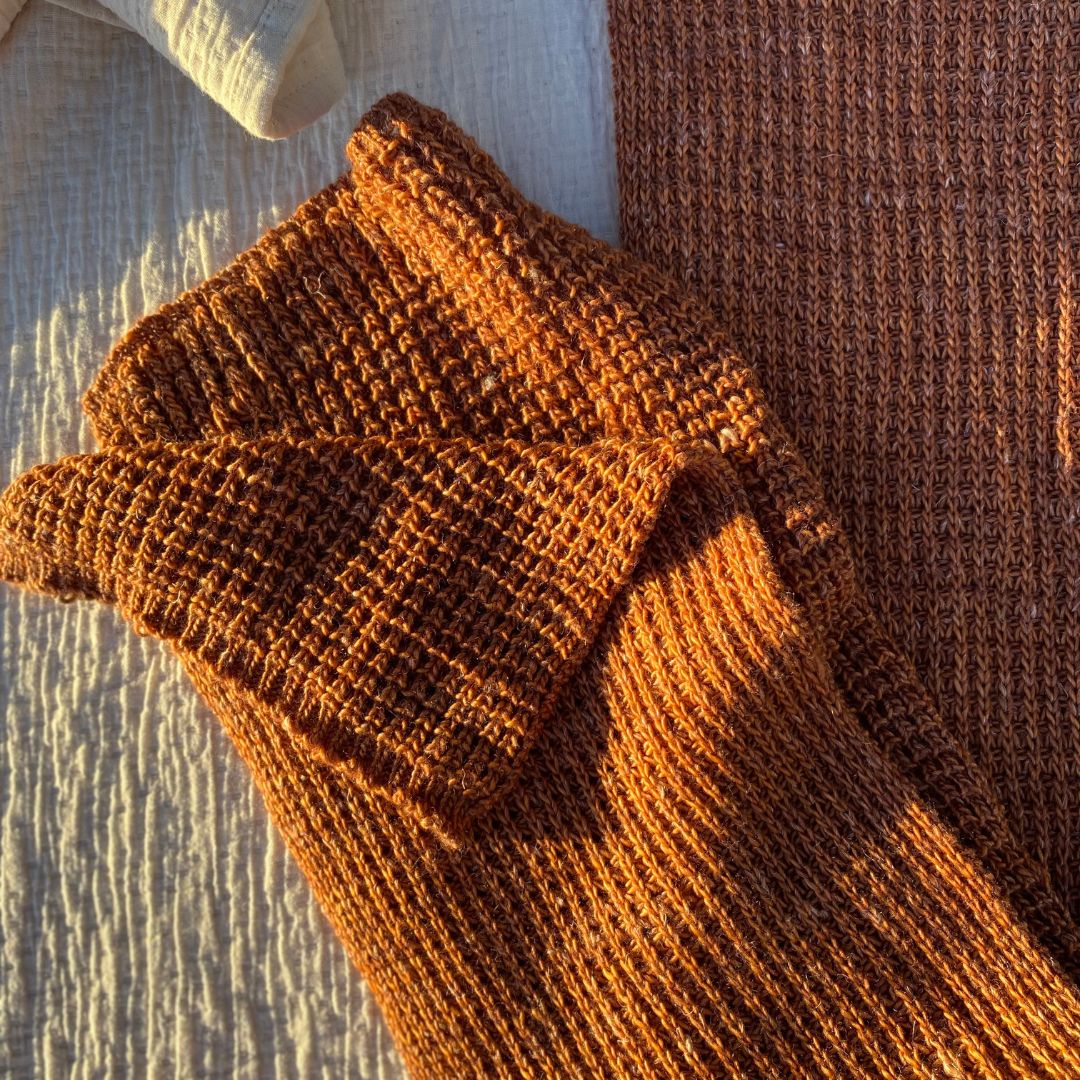Linen & Merino Wool Blend Scarf - Hand-Knitted