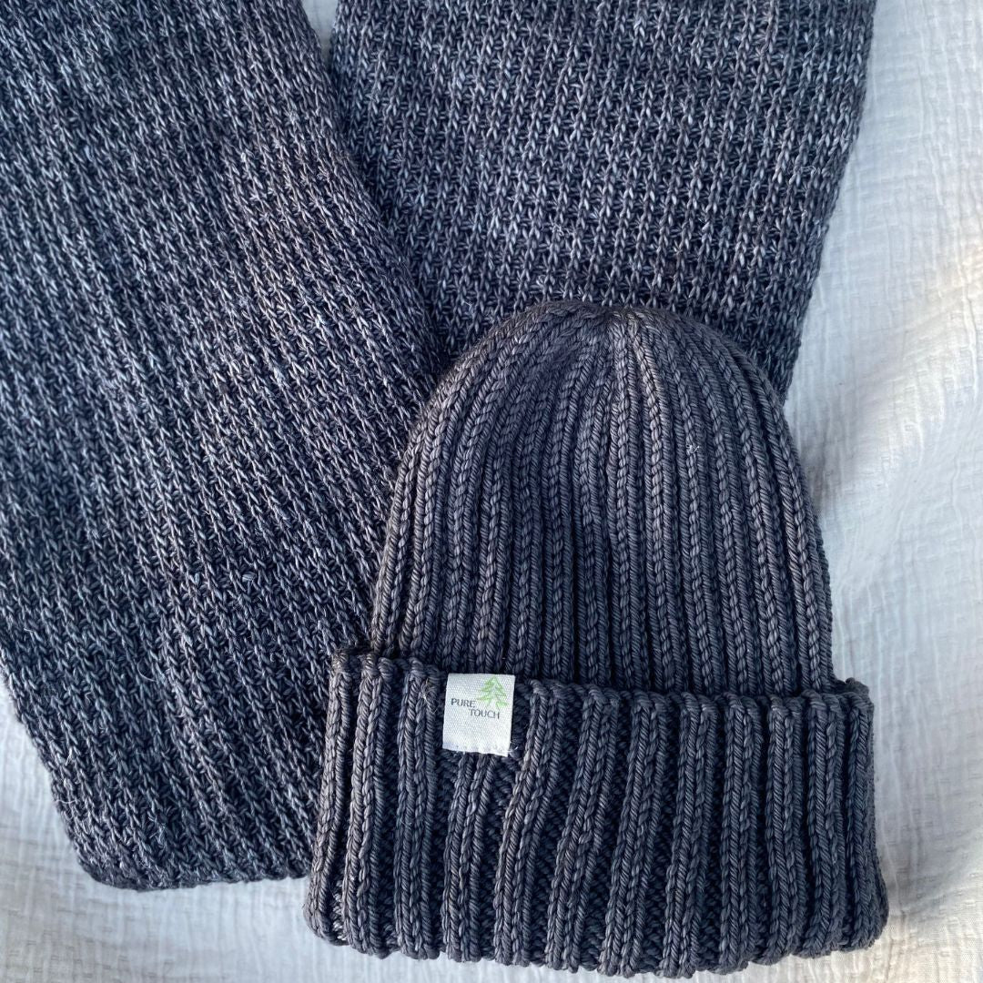 Linen & Merino Wool Blend Scarf - Hand-Knitted