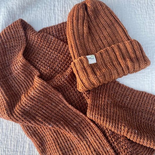 Merino Wool Beanie & Scarf Set - Hand-Knitted