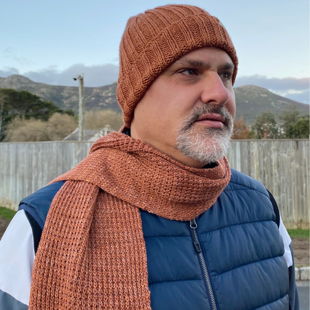 Linen & Merino Wool Blend Scarf - Hand-Knitted