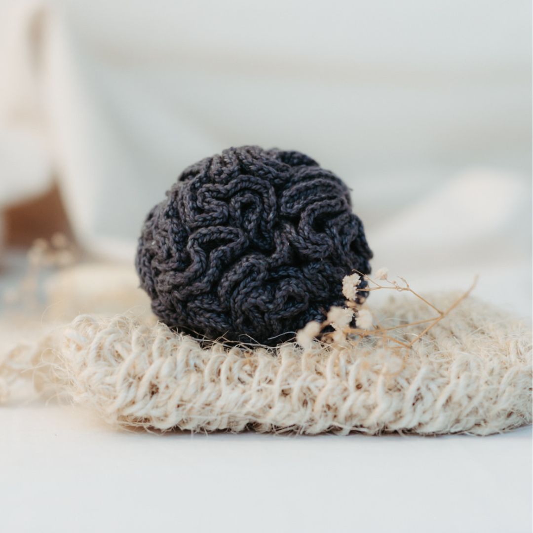 Handmade organic cotton shower buff in natural colors - Pure Touch eco-friendly bathroom accessories